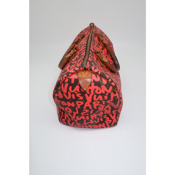 Louis Vuitton Leather Speedy30 Pink Graffiti Monogram Hand Bag Brown - Picture 3 of 13